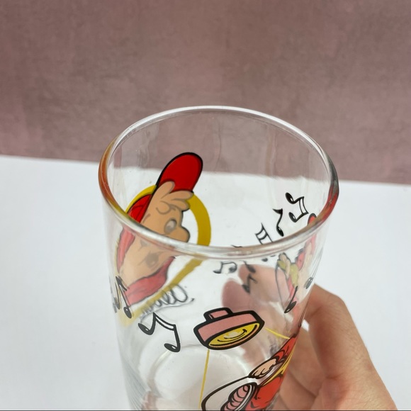 Vintage Alvin And The Chipmunks 1985 Drinking Glass Clear Red Yellow - Picture 7 of 7